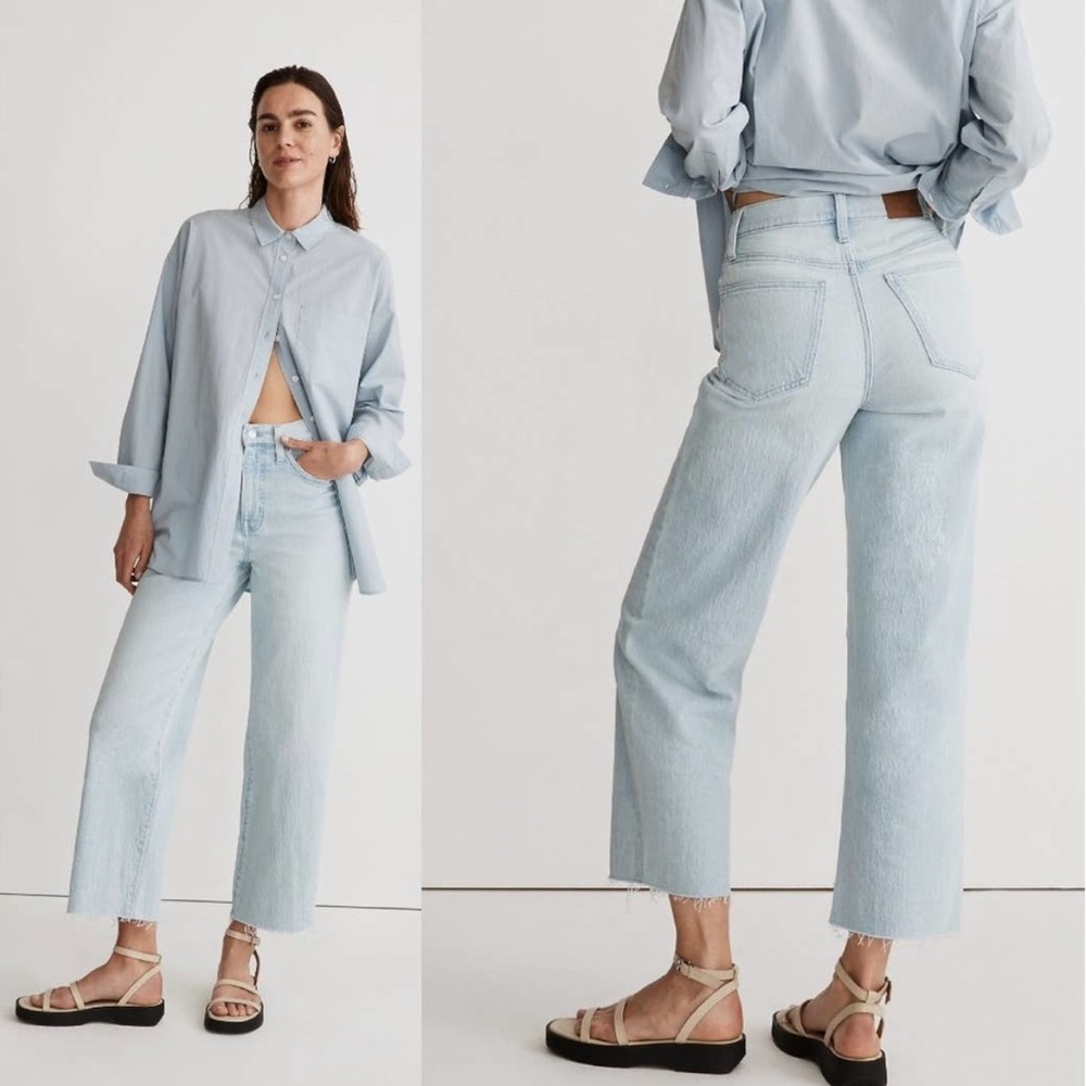 Madewell Light Wash Blue The Perfect Vintage Wide Leg Cropped Jeans Size 27